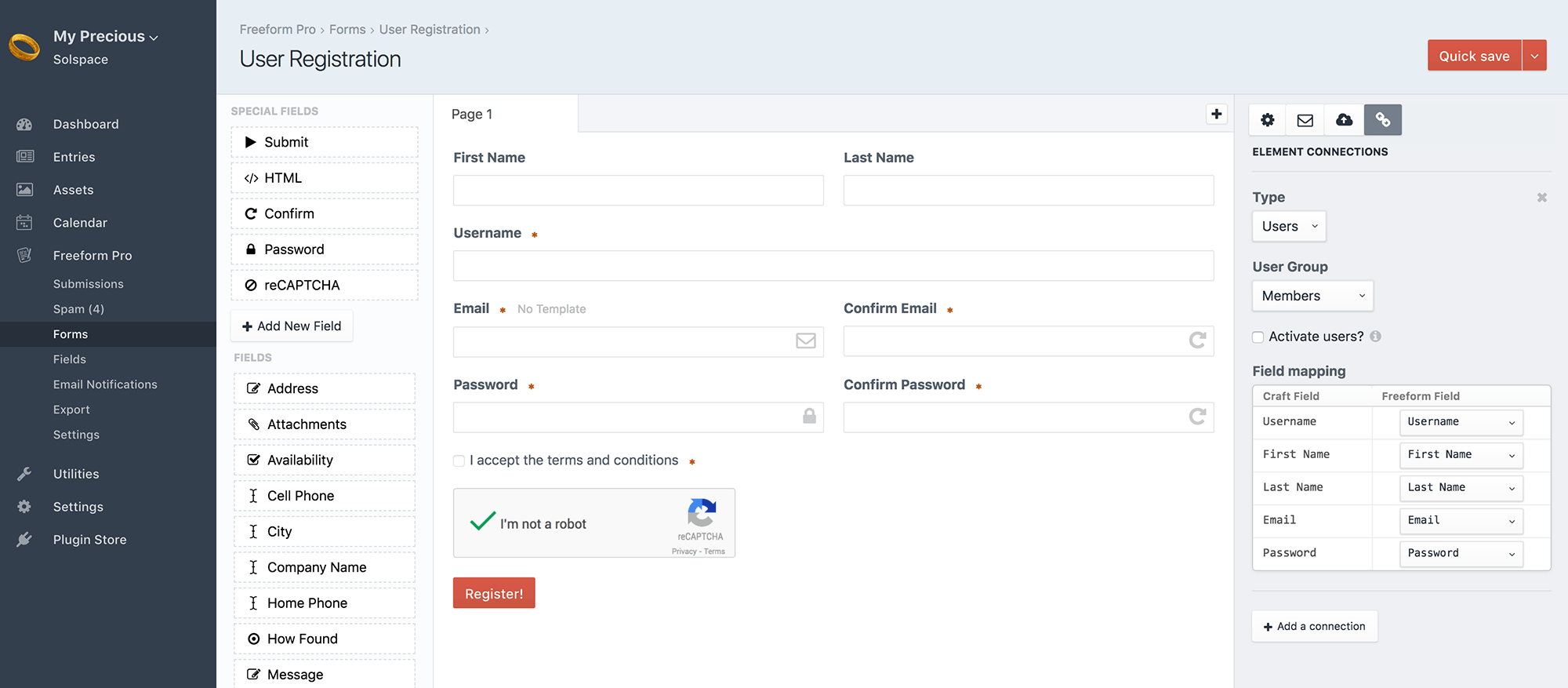 Form Builder - Element Connections - Users 
