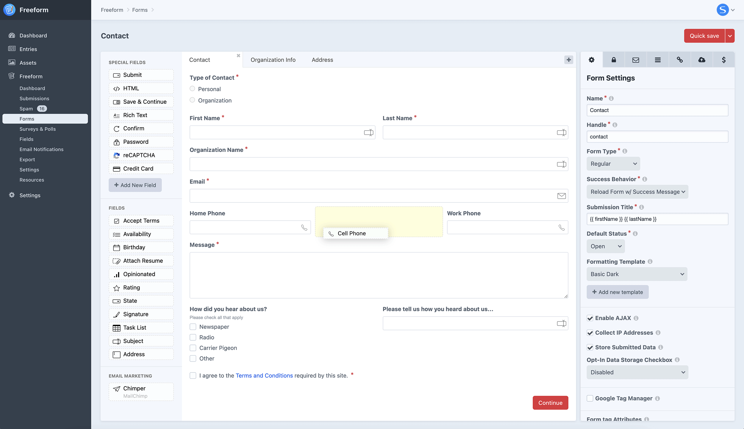 Intuitive form builder