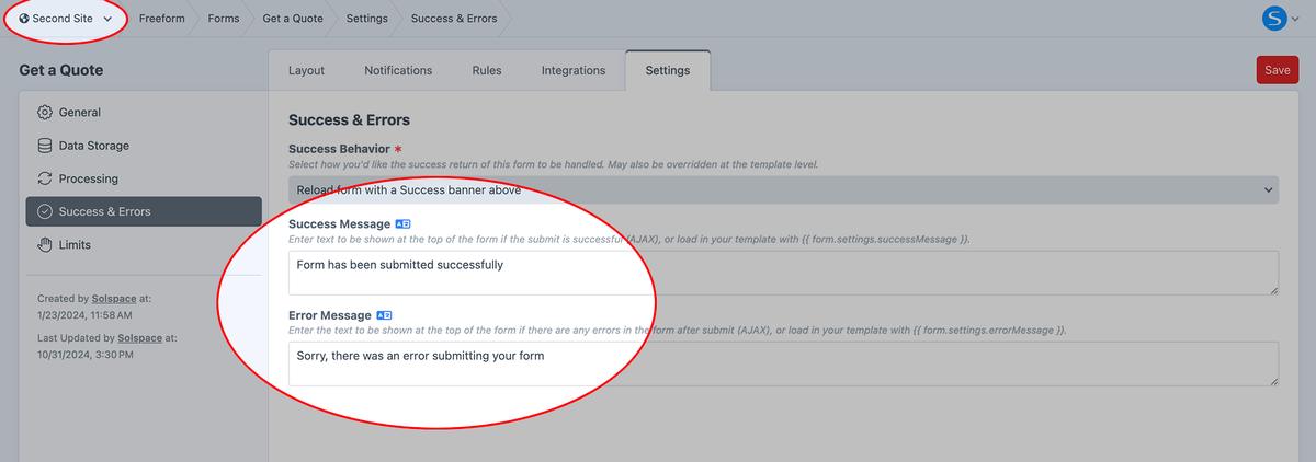 Translatable Settings in Form Builder