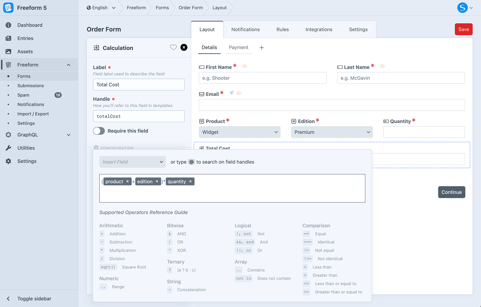 Fields - Forms & Fields | Freeform 5.x for Craft | Solspace