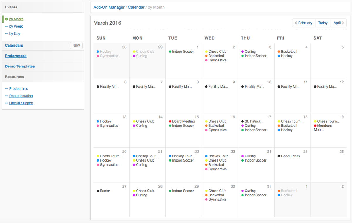 Events by Month