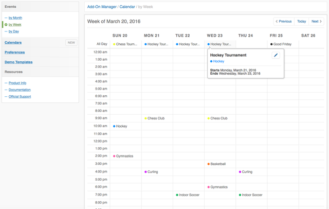 Events by Week