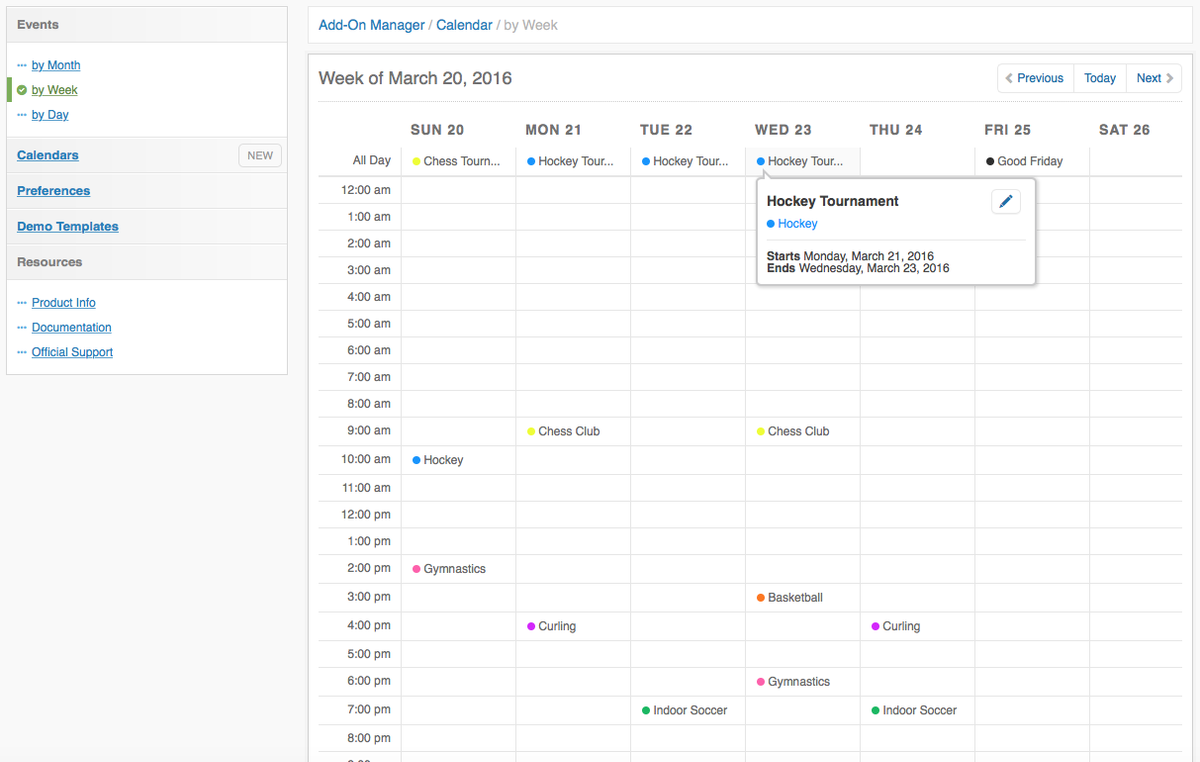 Events by Week