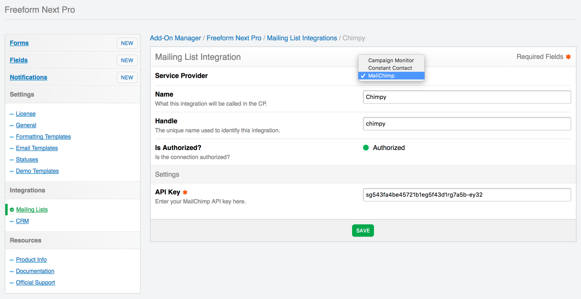 Mailing Integrations - Integrations | Freeform 1.x for ExpressionEngine ...