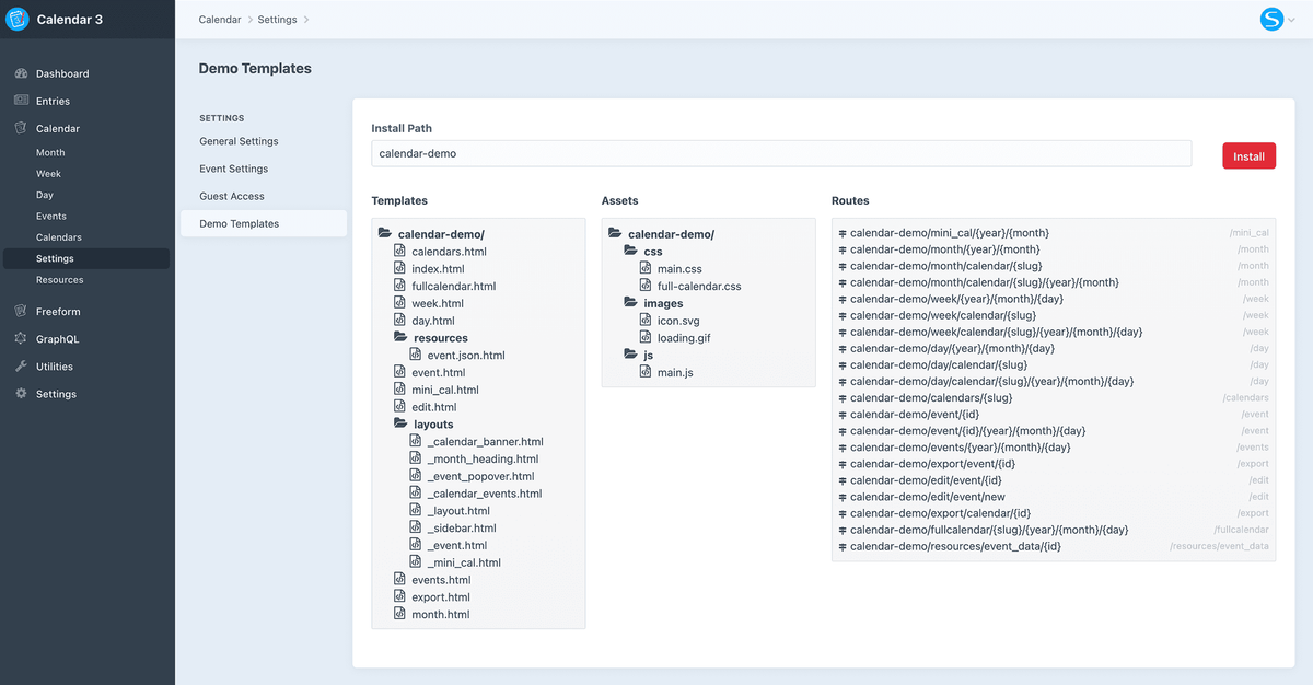 Demo Templates Install