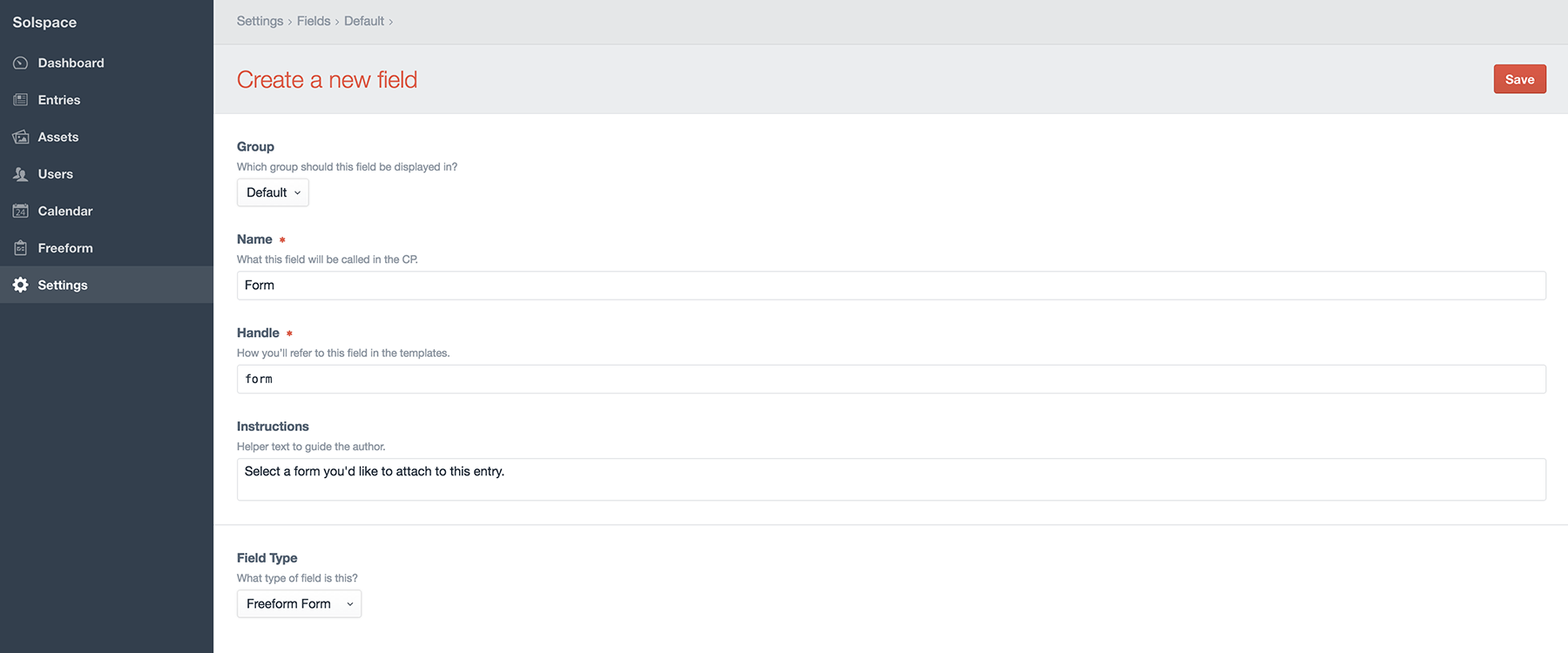 Element Field Type - Forms & Fields | Freeform 1.x for Craft | Solspace