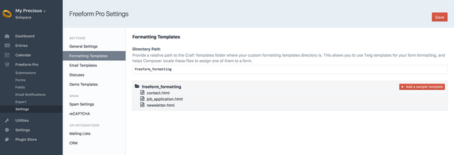 Form builder formatting templates settings