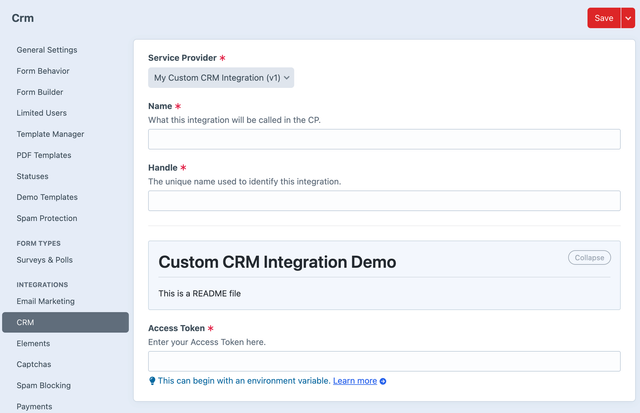 Custom CRM integration