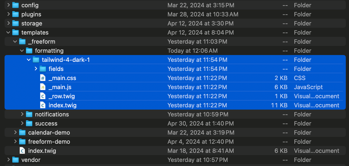 New custom formatting template on server