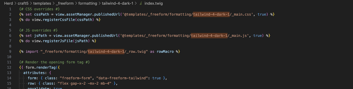 Change file path references in 'index.twig'