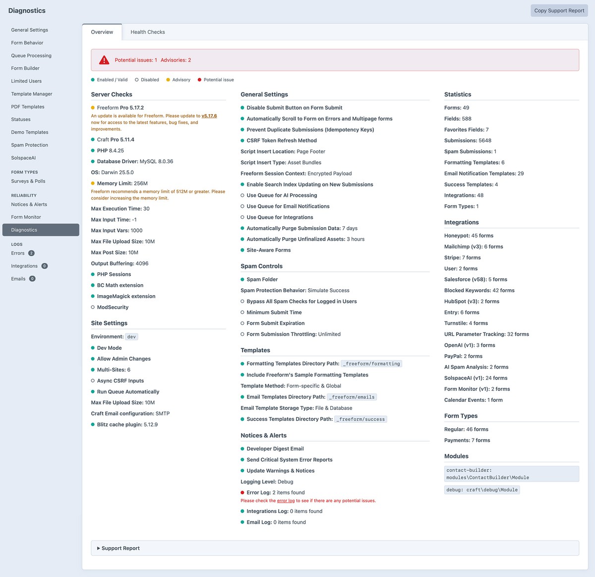Freeform Diagnostics overview