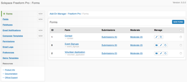 EE Freeform Classic - Control Panel