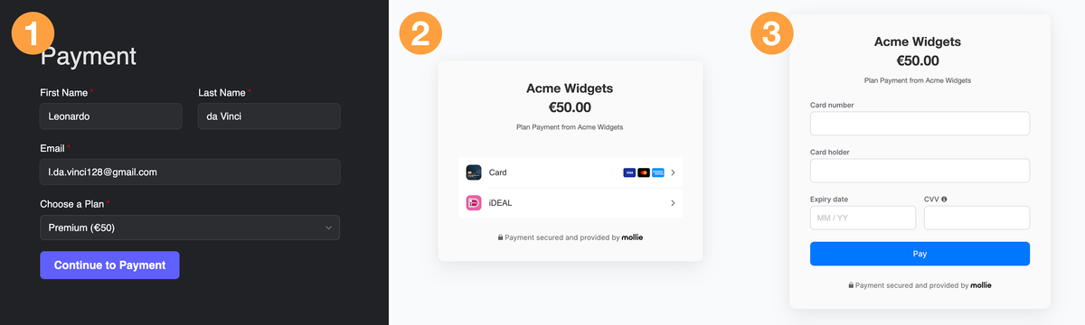 Mollie Payment flow on front end in Freeform