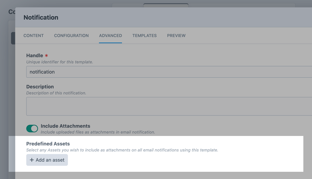 Predefined Assets setting inside form builder