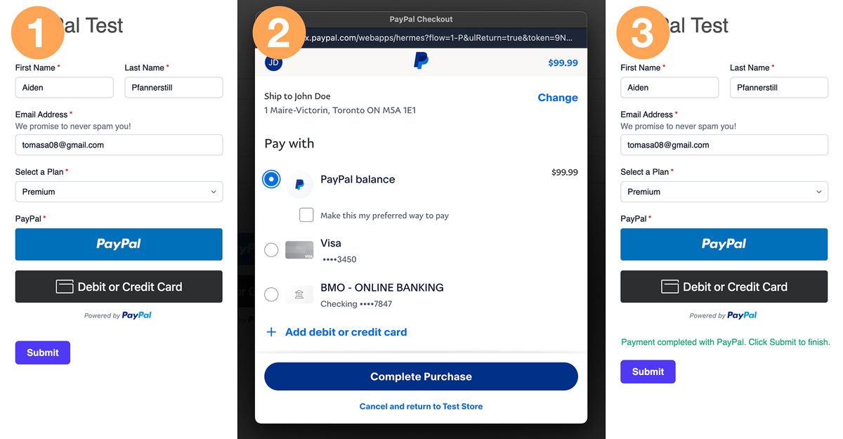 PayPal Flow in Freeform