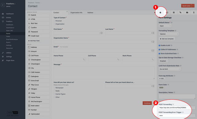 POST Forwarding Integrations