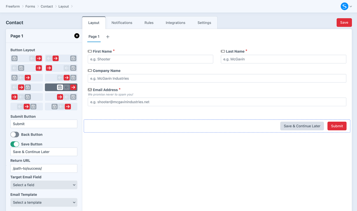 Save & Continue Later feature