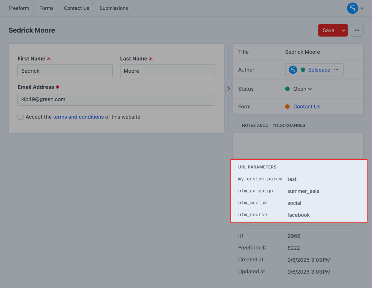 URL Parameter Tracking results in CP Submission details