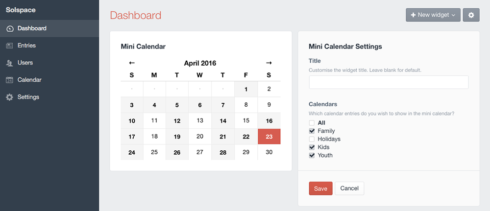 Mini Calendar widget