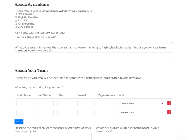 On The Farm STEM registration form