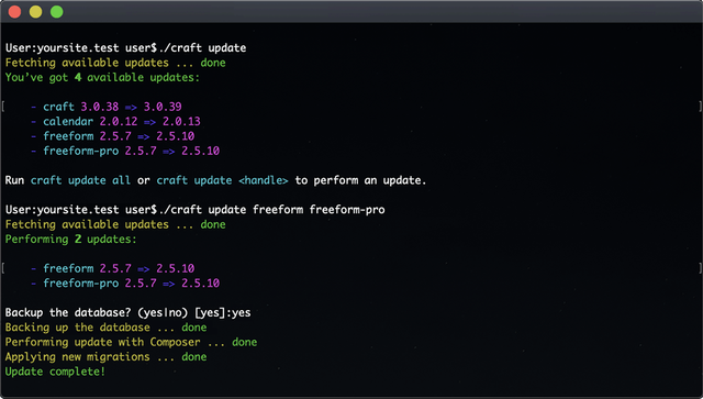 Update via Terminal