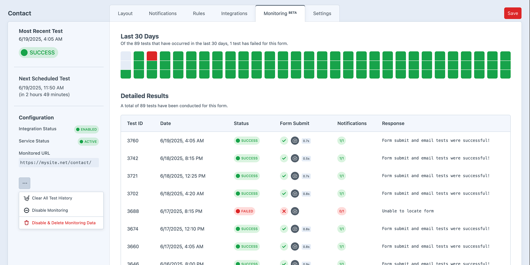 Form Monitoring Service